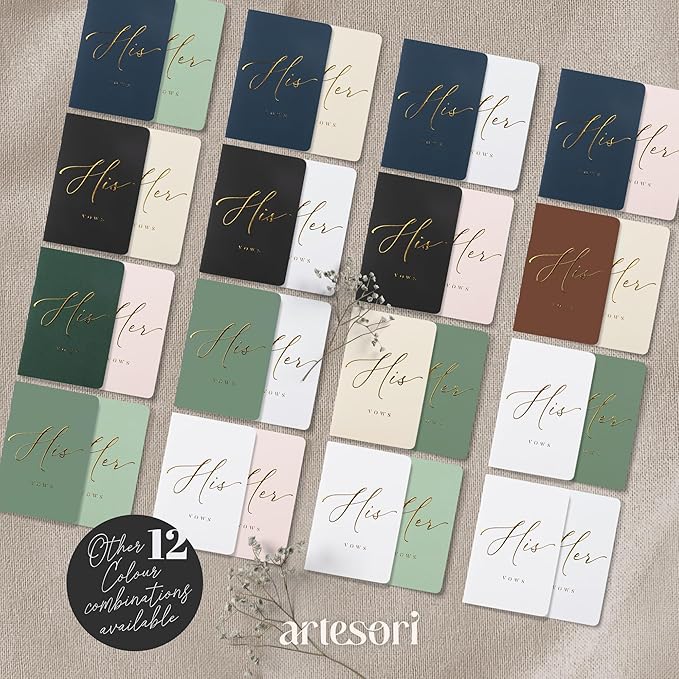 ARTESORI Premium Wedding Vow Book for Her & Him, Soft Touch, Gold Foil, 28 Lined Pages, Wedding Vow Books His and Hers, Wedding Essentials, Wedding Registry Ideas, His and Hers Gifts [White & Black]