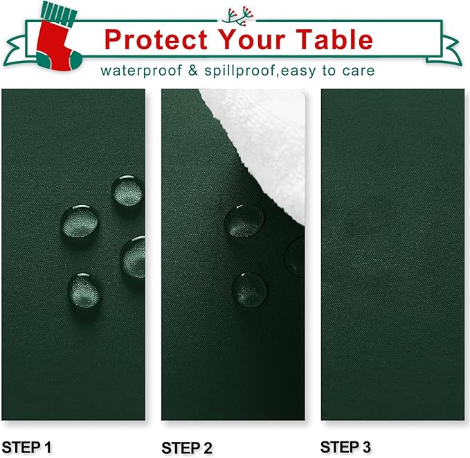 Hiasan Square Tablecloth - Spillproof and Waterproof Washable Table Cloth for Dining Room Kitchen Birthday Party, Hunter Green, 30 x 30 Inch