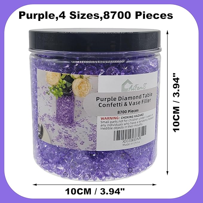 Vase Fillers for Centerpieces Home Deco,8700 Pieces Purple Diamond Table Confetti,Fake Plastic Gems for Bridal Shower,Wedding & Party Decorations
