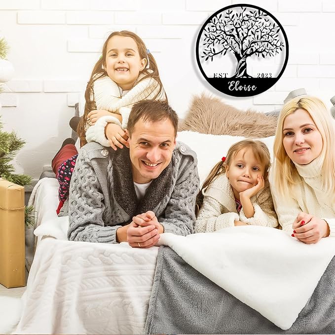Personalized Tree of Life Metal Sign Wall Art Decor, Custom Wedding Gifts for Couples, Custom Family Name Sign, Christmas Valentine's Day Housewarming Gifts