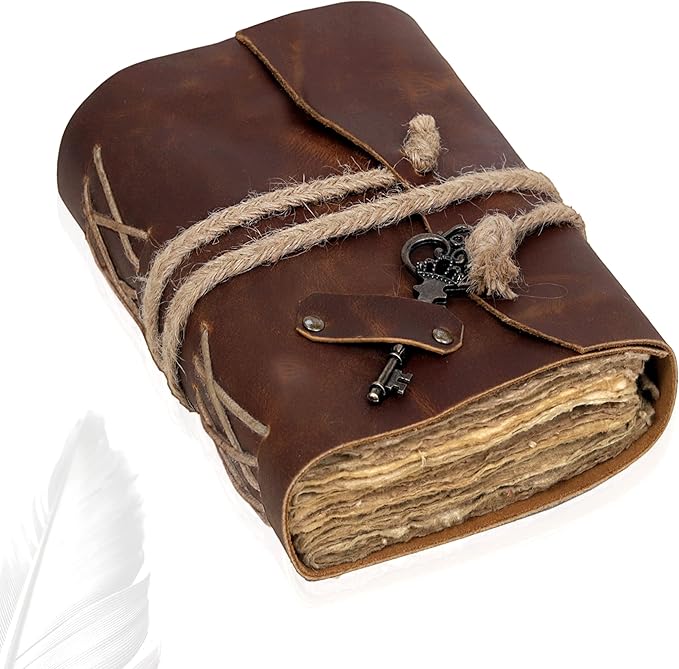 cuero Vintage Leather Journal - Handmade Leather Bound journal with deckle edge paper for Men And Women Diary Notebook - Leather Sketchbook