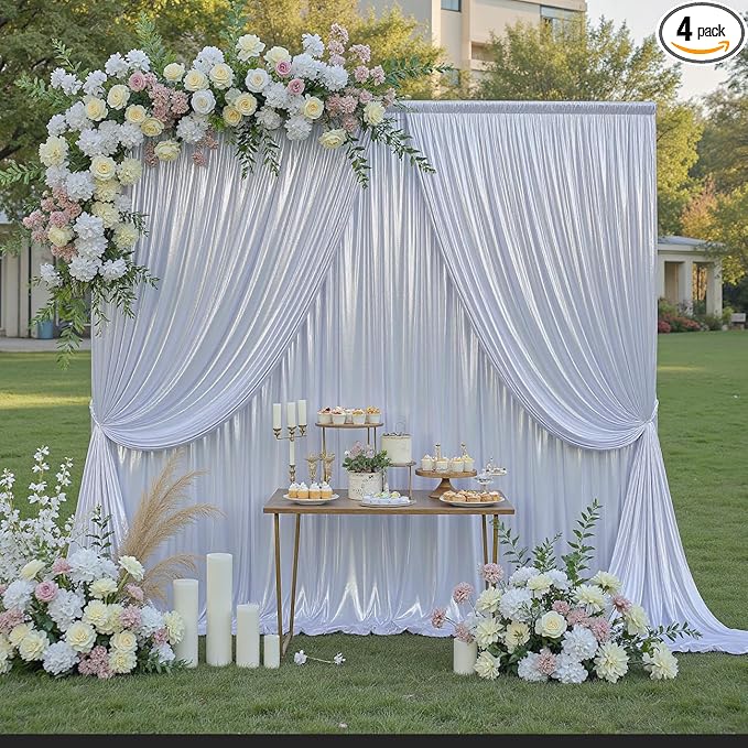 20ftx10ft Silver Sequin Backdrop Curtain for Parties, Wrinkle Free 4 Panels 5x10FT Glitter Photo Backdrop Drapes Shimmer Back Drop Cloth for Wedding Birthday Christmas Photography Background