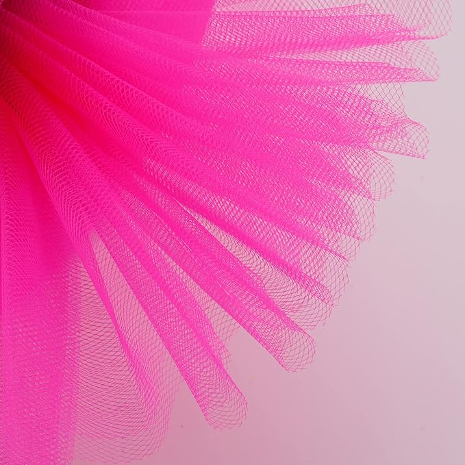 Tulle Fabric Roll, 6” by 200 Yards (600FT) Tulle Organza Fabric Spool for DIY Tutu Skirt Baby Shower Decor Wedding Backdrop Crafts Birthday Party Supplies (Fuchsia)