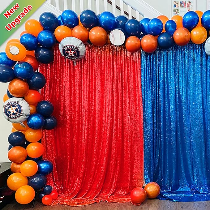 Red Sequin Backdrop Curtains 1 Panel 10FTx10FT Glitter Red Photo Backdrop Drapes Party Wedding Baby Shower Curtain Sparkle Photography Background