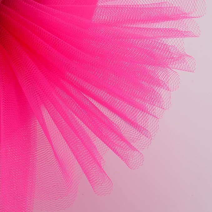 Tulle Fabric Roll, 6” by 200 Yards (600FT) Tulle Organza Fabric Spool for DIY Tutu Skirt Baby Shower Decor Wedding Backdrop Crafts Birthday Party Supplies (Dark Pink)