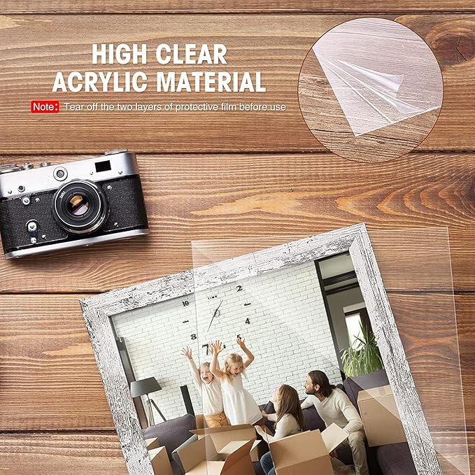 TWING Rustic Picture Frames 11x14 Set of 6, Distressed White Composite Wood Large Gallery Wall Frame Set Display Photos 8x10 with Mat or 11x14 without Mat Wall Mounting, Ideal Valentine Gifts for