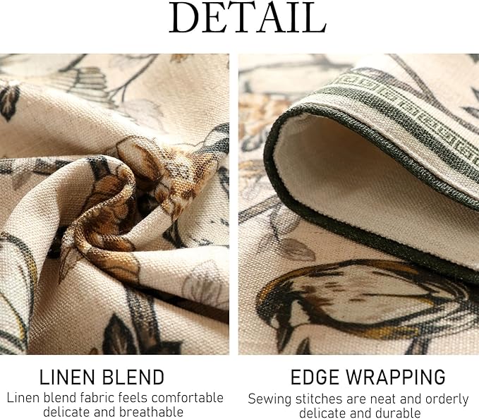 ISAENNE Designer Vintage Beige Linen Table Runner 71 Inches Long,Elegant Floral and Bird Pattern Decor Table Runners for Dining Tables,Thanksgiving,Christmas,Banquet,Party,12"*71"-Murad A