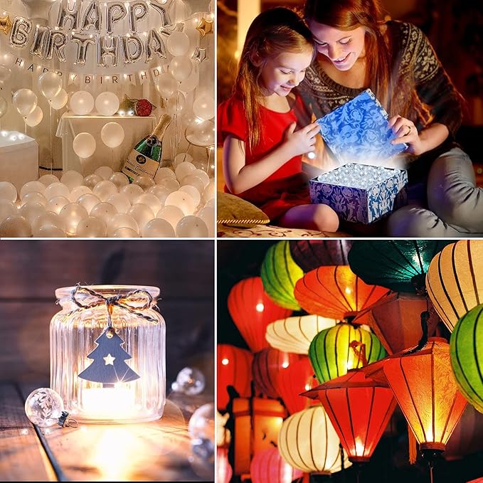Aogist 100pcs Balloon Lights,Long Standby Time Waterproof Twinkle Mini Light,Battery Powered,Round LED Ball Lamp for Balloon Paper Lantern Party Wedding Christmas Halloween Decorative,White-Flash