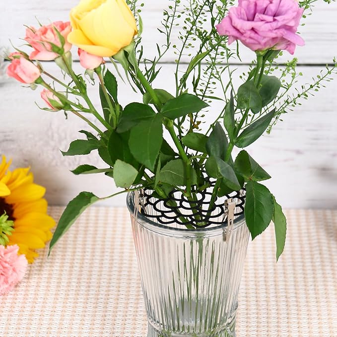 3 Pcs Modern Flower Frog Metal Flower Arrangement Holder Floral Grid Used for Vase Flower Arrangement Art Convenient Stem Holder for Flowers Flower Frog Organizer Metal Lid for Vase (Black)