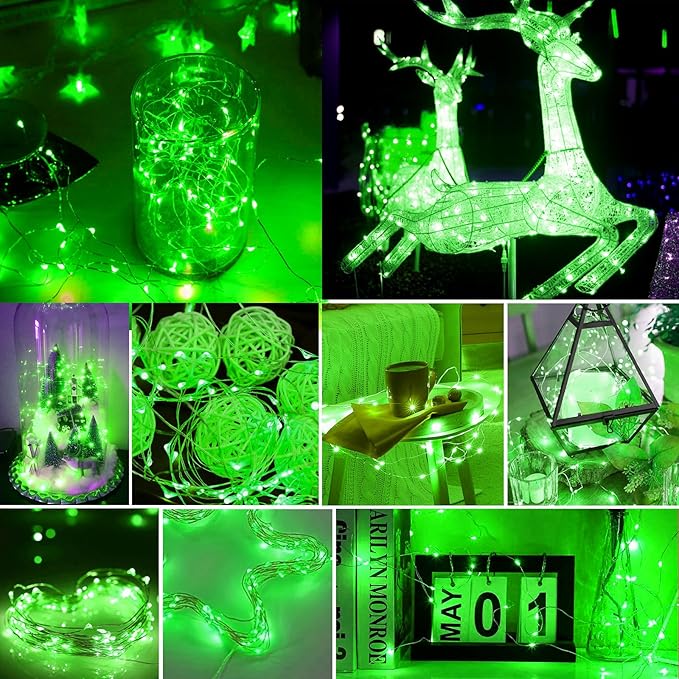 pozzolanas 24 Pack Green Battery Operated String Lights - 7ft Waterproof Fairy Lights with 20 LEDs for Home, Mason Jar, Party, Wedding, Halloween, Christmas Decorations
