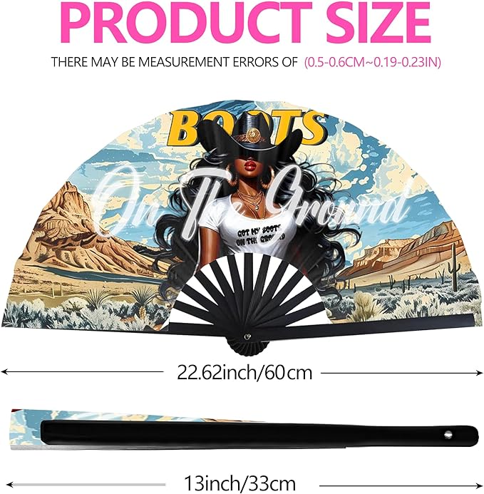 Boots On The Ground Hand Fan,Where Them Fans At Folding Fans,Clapping Clacking Fans For Line Dancing Unique Oriainal Pattern for Party Props Perfect Gifts for Line Dance Lover (Style 7)
