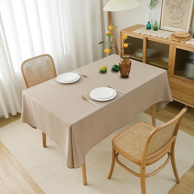 NLMUVW Linen Tablecloth Rectangle 108 Inch Burlap Textured Table Cloth Water Resistant Farmhouse Rustic Table Cover for Kitchen Dining Coffee, 54 x 108 Inch