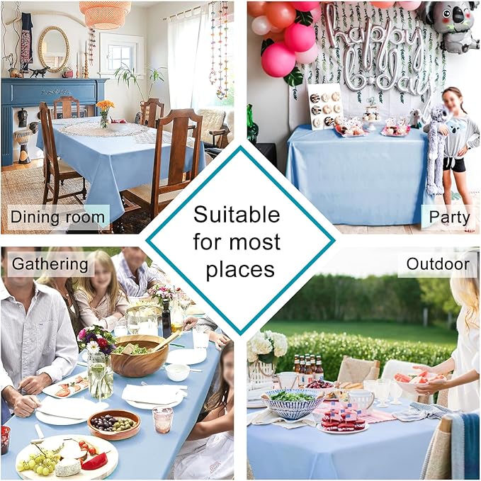 Hiasan Dusty Blue Rectangle Tablecloth - Waterproof Washable Polyester Fabric Table Cloth for Buffect Dining Birthday Party Wedding, 54 x 80 Inch