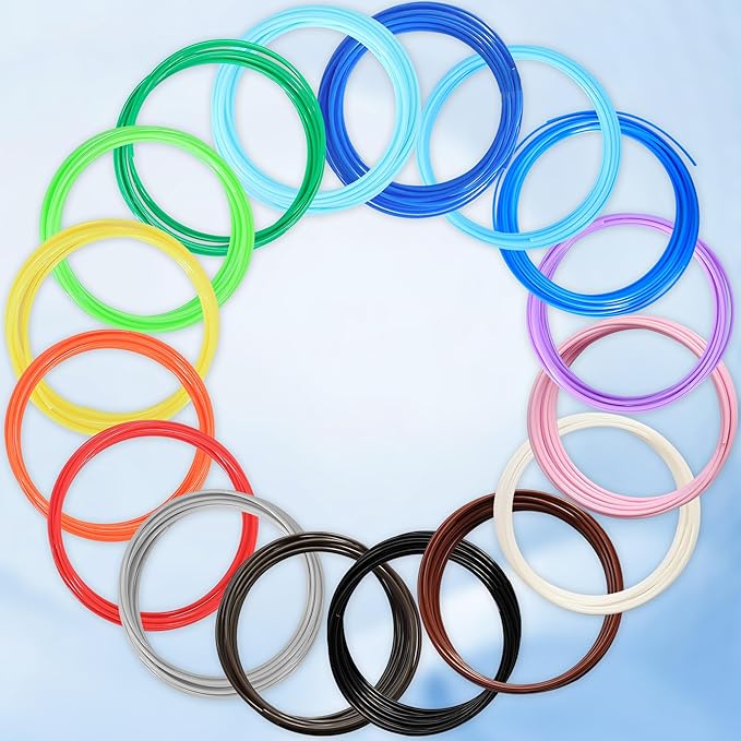 MIKA3D 3D Pen 3D Printer PLA Filament Refill, 16 Colors 1.75mm PLA Filament Pack, High-Precision Diameter Filament, Each Color 10 Feet, Total 160 Feet Lengths, Great PLA Printing Sample Pack