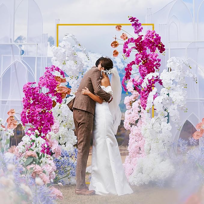 Asee'm 6.6FTx4FT Gold Wedding Arch Backdrop Stand Square Metal Rectangular Arch Frame for Ceremony Party Birthday Bridal Baby Shower Anniversary Arbor Balloon Decoration