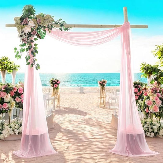 MDS Halloween Chiffon Draping Fabric - 1 Panel, 30" Wide x 50ft Long - Sheer Spooky Arbor & Canopy Drapery for Haunted House Backdrops, Party Ceilings, DIY Costumes & Themed Events - Blush Pink