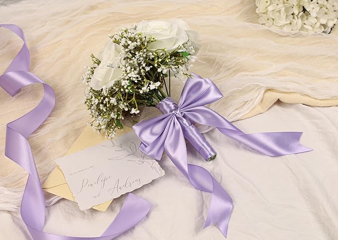 Lavender Satin Ribbon 1-1/2 inch X Continuous 100 Yards, Single Face Polyester Ribbon Perfect for Gift Wrapping, Flower Bouquet, Wedding Decor, Crafts, Bow Making, Sewing and More