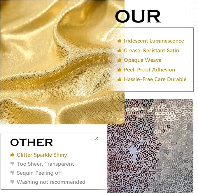 PartyVillage 40x10FT Gold Sequin Backdrop Curtain -8 Panels 5x10FT Wrinkle Free Shimmer Back Drop Cloth, Glitter Backdrop Drapes for Photography, Birthday, Wedding, Graduation Background