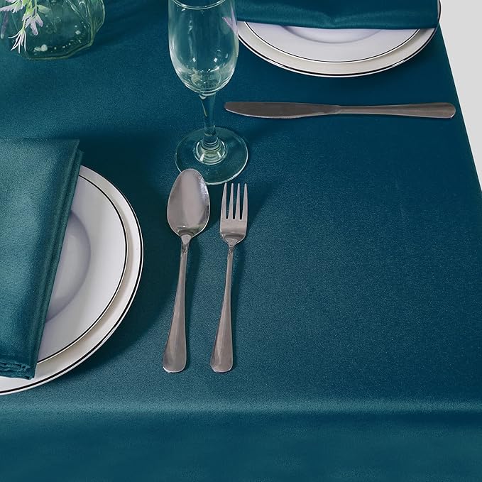 CupuamonSquare Tablecloth 70x70 inch Washable Polyester Fabric Table Cloth for Wedding Party Dining Banquet Decoration（70x70,Peacock Blue）