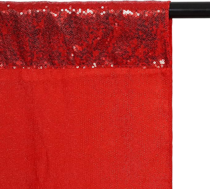 Poise3EHome 6Ft x 8Ft Red Sequin Backdrop, Glitter Thick Satin Sequin Background Drapes, Sequence Xmas Thanksgiving Backdrop for Wedding Party Holiday Festival Decor