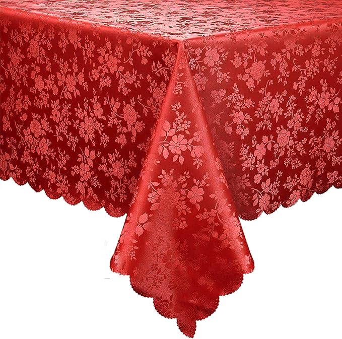Smiry Rectangle Table Cloth, Waterproof Heavy Duty Vinyl Tablecloths, Wipeable Washable Table Cover for Kitchen and Dining Room (Red, 60" X 140")