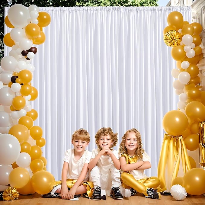 40ft x 10ft Thick Champagne Backdrop Curtains for Parties, 8 Panels 5ft x 10ft Non See Through Champagne Polyester Wedding Drapes Photo Backdrop for Birthday Party Graudation Photography Home Decor