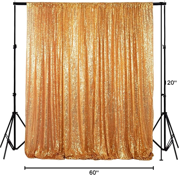 ShinyBeauty Sequin Curtain-Backdrop-5FTx10FT-Gold-Sequin Fabric Photo Booth Backdrop Glitter Backdrop Gold Photography Backdrop