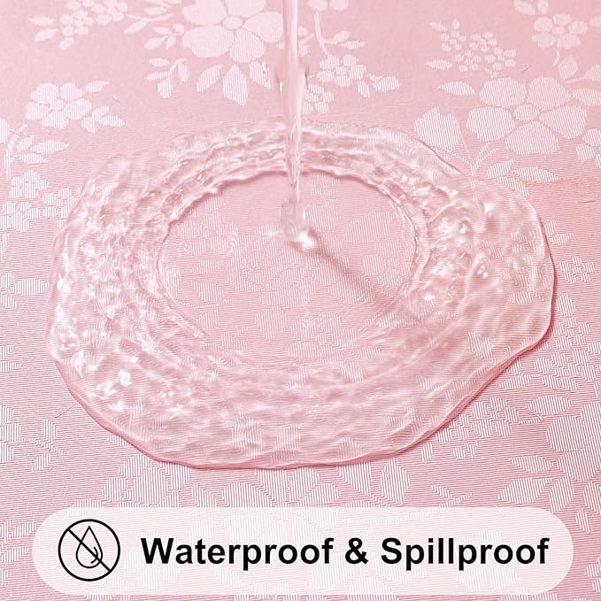 Smiry Rectangle Table Cloth, Waterproof Heavy Duty Vinyl Tablecloths, Wipeable Washable Table Cover for Kitchen and Dining Room (Pink, 60" X 120")