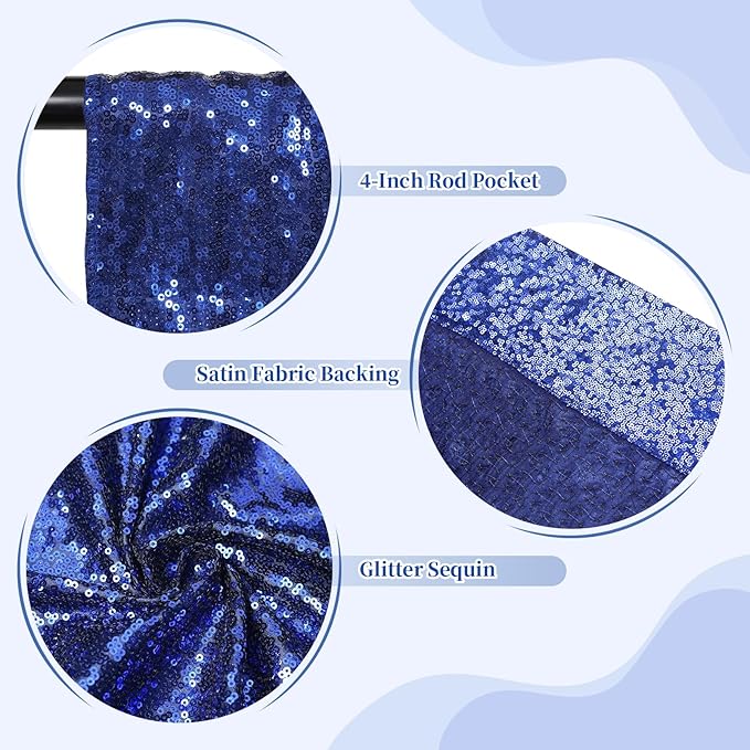 SquarePie Sequin Backdrop Less Transparent Photography Background Sparkly Curtain for Wedding Patry 10FT x 10FT Navy Blue
