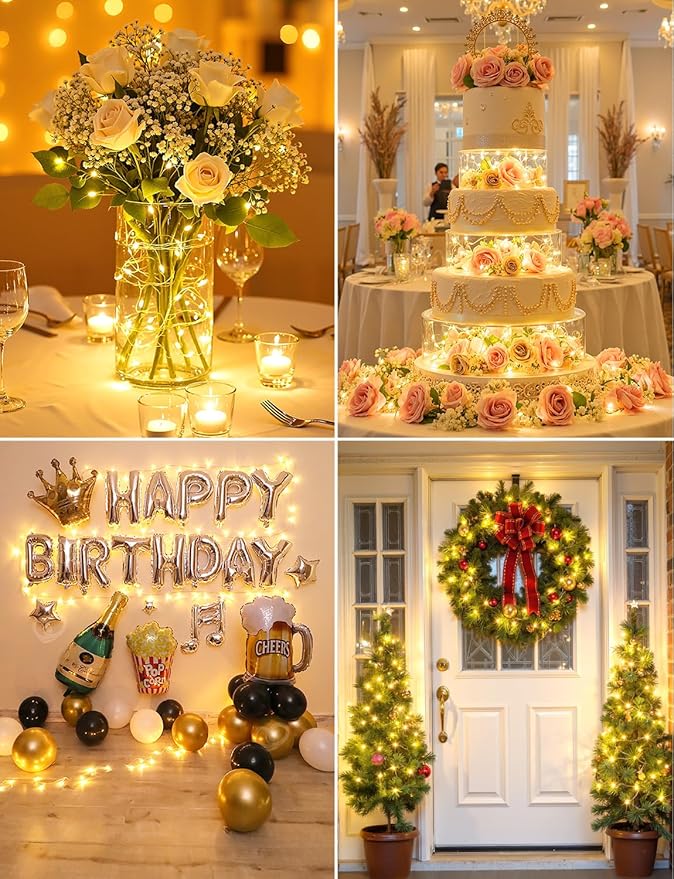 Brightown 30 Pack LED Fairy Lights Battery Operated String Lights, 7ft 20LED Waterproof Silver Wire String Lights, Firefly Starry Moon Lights for Mason Jars DIY Christmas Wedding Party Bedroom