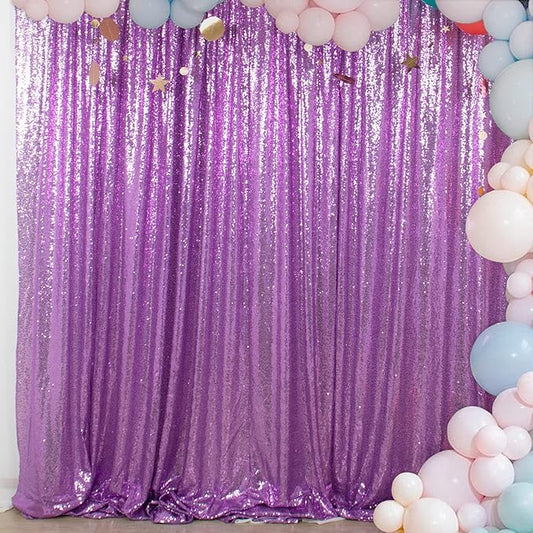 ShinyBeauty Sequin Backdrop Lavender 10x10FT Background for Photography Light Purple Wedding Backdrops 10FT Baby Birthday Photo Booth Decoration Glitter Curtain for Party Fabric Backdrop