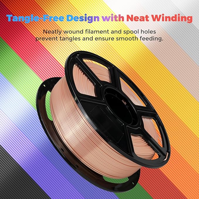 Flashforge 3D Printer Filament Silk PLA 1.75mm 1kg Spool-Dimensional Accuracy +/- 0.02mm (Skin)