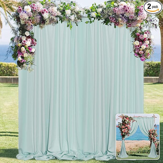 MYSKY HOME Light Green Backdrop Curtains for Parties, Weddings, Stage & Photography - 5ft x 10ft, 2 Panels