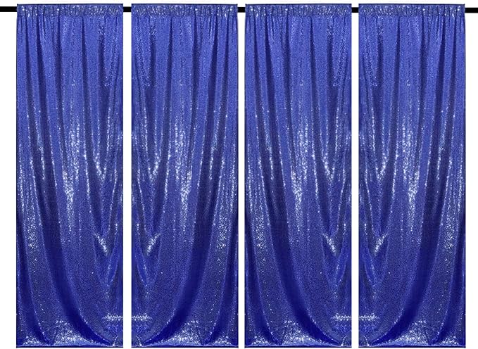 Navy Blue Sequin Backdrop Curtains 4 Panels 2FTx8FT Glitter Navy Blue Photo Backdrop Party Wedding Baby Shower Curtain Sparkle Photography Background Backdrop