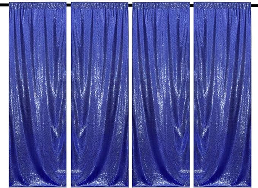 Navy Blue Sequin Backdrop Curtains 4 Panels 2FTx8FT Glitter Navy Blue Photo Backdrop Party Wedding Baby Shower Curtain Sparkle Photography Background Backdrop