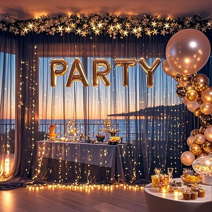 Ledido 10×8ft Tulle Backdrop Curtains with Lights String - 300LED Fairy Lights Sheer Curtain Backdrop for Weddings Baby Shower and Birthday Party Decorations(4 Panels 5×8ft)
