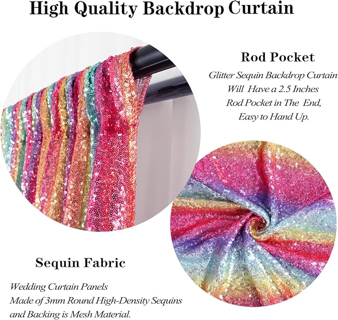 DUOBAO Sequin Backdrop Rainbow 7FTx7FT Wedding Background Glitter Curtain for YouTube Videos Sequins Photo Booth Backdrops Sequence Backdrop for Photography