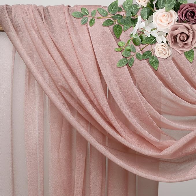 Wedding Arch Draping Fabric 6 Panels 28.7" x 20FT Dusty Rose Sheer Chiffon Backdrop Drapes for Wedding Ceremony Birthday Party Bridal Shower Outdoor Decoration