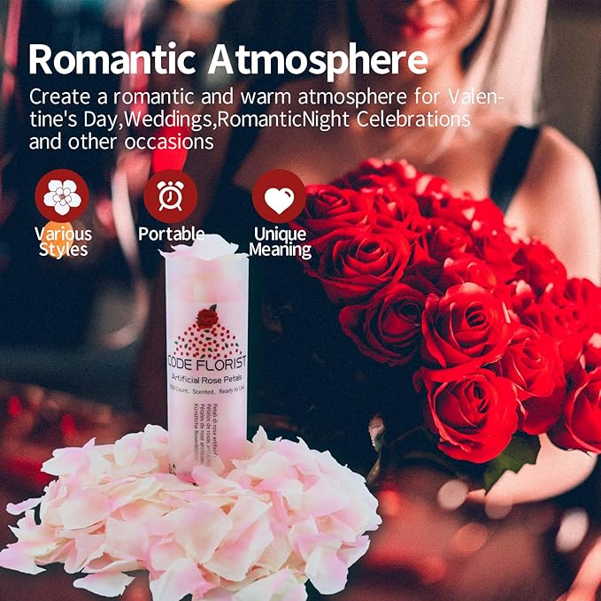 CODE FLORIST 1500 PCS Silk Rose Petals for Valentine's Day,Fake Rose Petals for Romantic Night,Wedding,Proposal Anniversary Flower Decorations(Separated,Scented,Champagne Pink)
