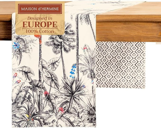 Maison d' Hermine Table Runner 100% Cotton Double Layer Table Runners 72 inches Long for Thanksgiving Christmas Decorations Home Kitchen Dining Party Wedding (Amazonia, 14.5" x 72")