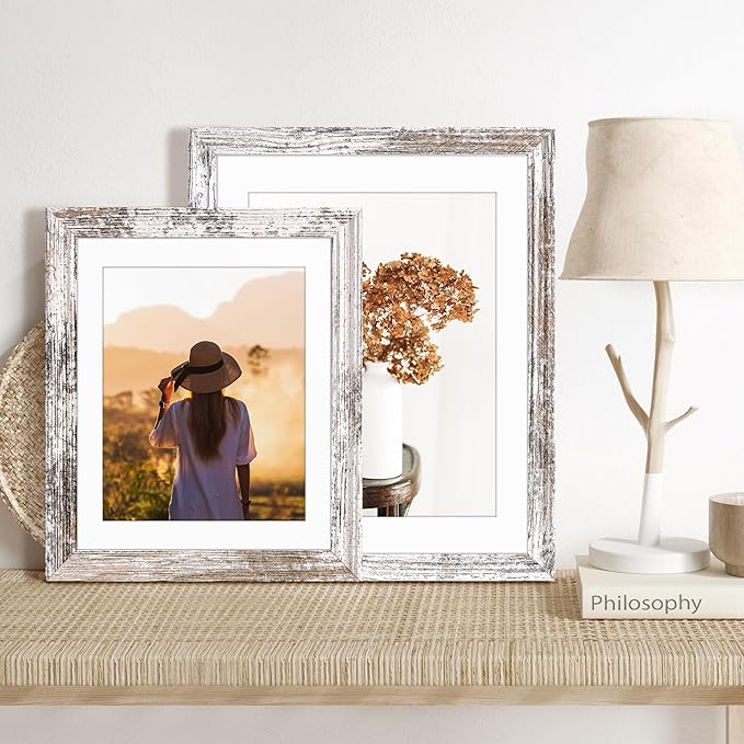 TWING 11x14 Picture Frames Set of 6,Rustic Picture Frames Collage Photo Frame for Wall Hanging,Rustic White,Wave Texture