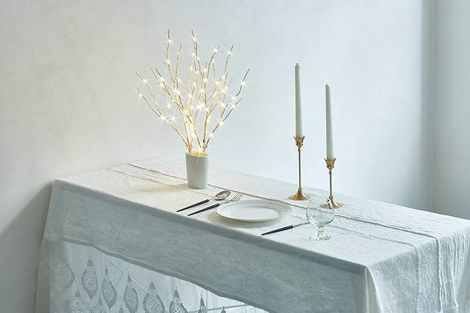 Fudios Lighted Birch Branches 18IN 70 White Willow LED with Timer Battery Operated for Christmas Party Wedding Decoration Twig Lights Outdoor