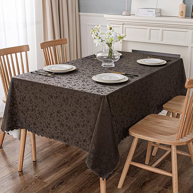 Smiry Rectangle Table Cloth, Waterproof Heavy Duty Vinyl Tablecloths, Wipeable Washable Table Cover for Kitchen and Dining Room (Coffee, 60" X 120")
