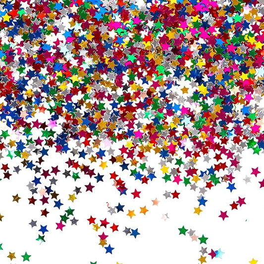 STEFORD 150g Rainbow Star Confetti, 6mm Multicolor Star Glitter Metallic Sequin Sprinkle Stars Rainbow Glitter Confetti for Birthday Party Wedding Halloween Christmas DIY Decorations
