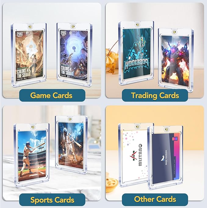 60ct Magnetic Card Holders, 35pt One Touch Card Holder, U-V Protection Hard Plastic Case for Trading Cards, Display Case for Sports, Baseball, Football, Game Cards