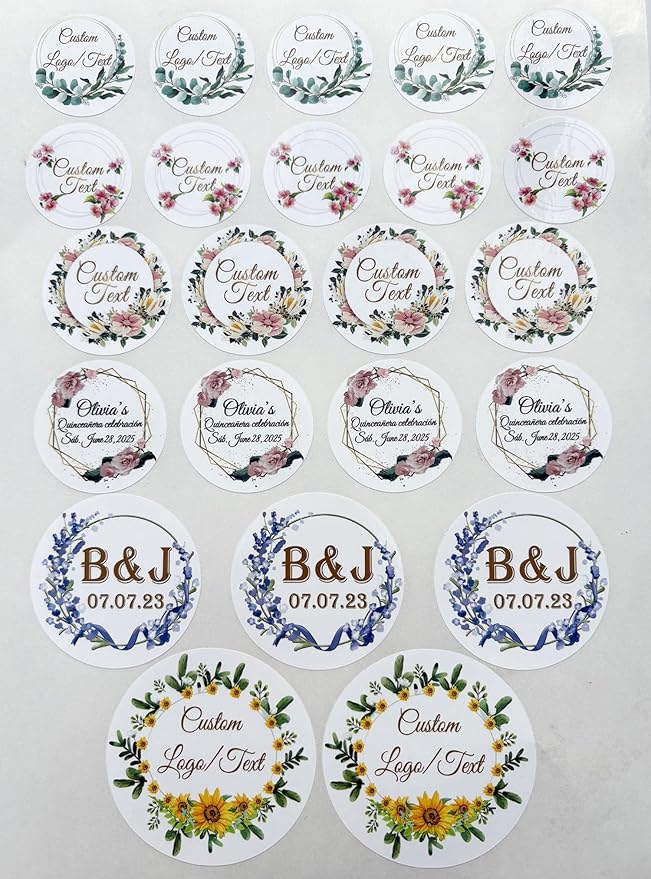 Premium Custom Stickers Labels - Personalized Stickers for Businesses Logo and Name. Birthday Pets and Label Product Boxes Wedding Favors Waterproof Labels (wreath 1, 3.5 inch)
