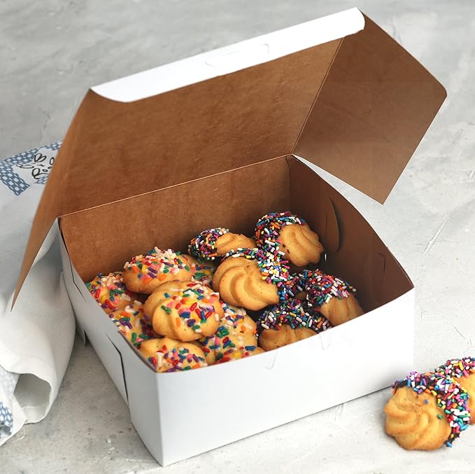 MT Products White Cake Boxes 8" x 8" x 3" - Bakery Box No-Window (Pack of 15) - Made in the USA
