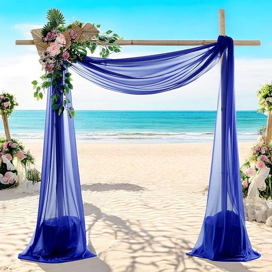 MDS Halloween Chiffon Draping Fabric - 2 Panel, 30" Wide x 50ft Long - Sheer Spooky Arbor & Canopy Drapery for Haunted House Backdrops, Party Ceilings, DIY Costumes & Themed Events - Royal Blue