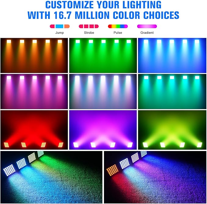 Rechargeable Par Can Lights, 72W RGB 5200mAh Uplights Battery Powered Stage Light, Wireless DJ Lights Sound Activated with Remote & DMX Control for Festivals, Weddings, Bars, Churches, DJ (10 Packs)