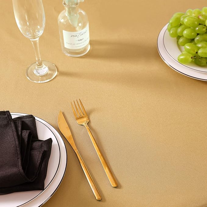 Rectangle Tablecloth 60x120 inch Washable Polyester Fabric Table Cloth for Wedding Party Dining Banquet Decoration（60x120, Gold）